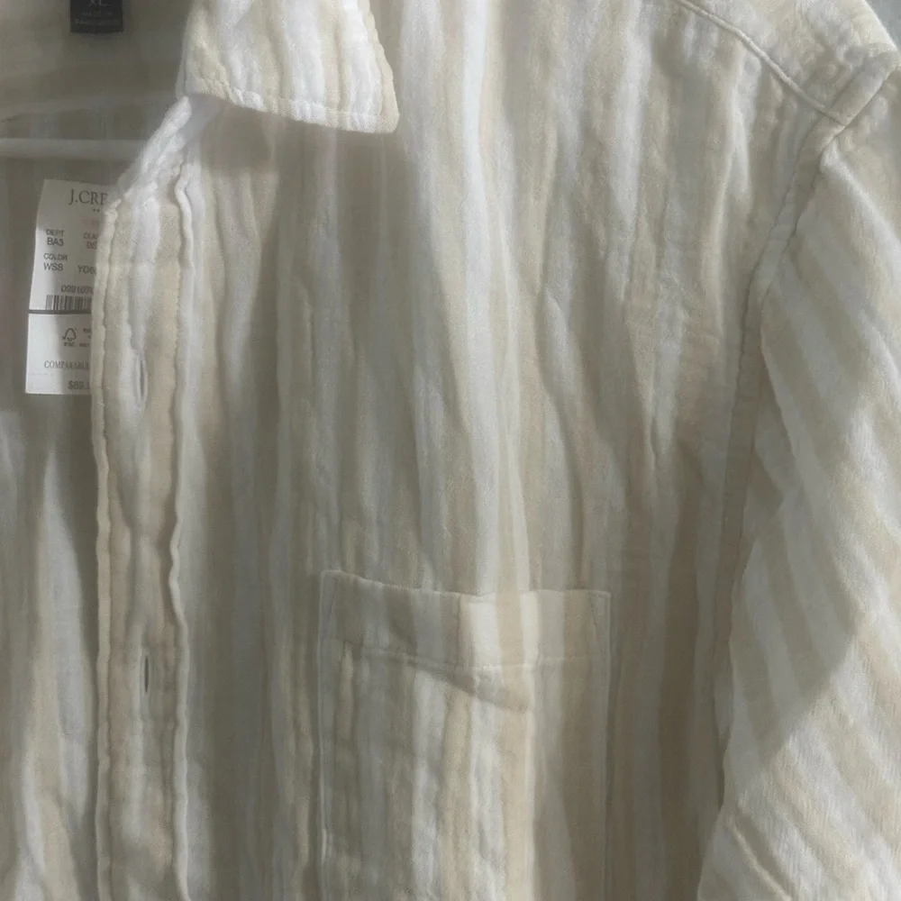 J. Crew Men's Beige Striped Button Down Shirt